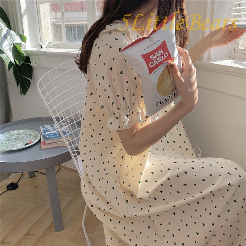 Đầm Ngủ Dáng Rộng In Họa Tiết Dễ Thương Phong Cách Hàn Quốc Thời Trang Mùa Hè Cho Nữ