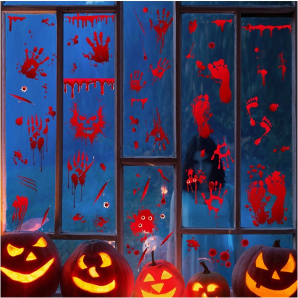 Decal trang trí Halloween hít tĩnh điện - Những vết máu kinh dị