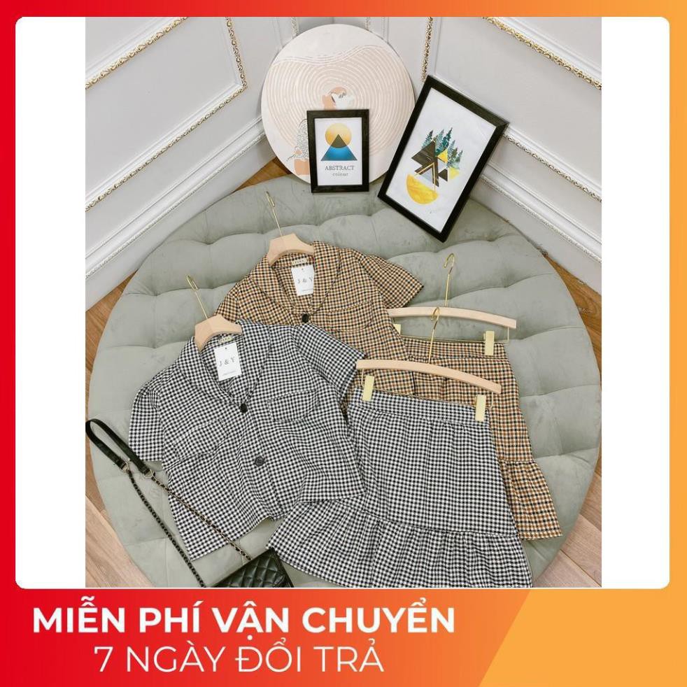 [ 𝐅𝐑𝐄𝐄 𝐒𝐇𝐈𝐏 ] Set Dạ Cổ Vest Kẻ Caro Mix Chân Váy Đuôi Cá Có Quần Trong