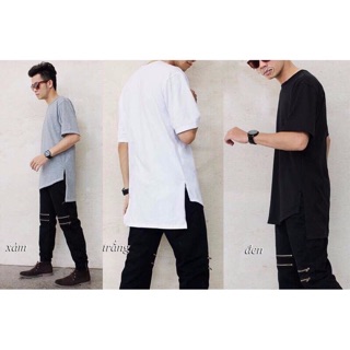 Áo thun longtee lệch tà và quần kaki khoá gối