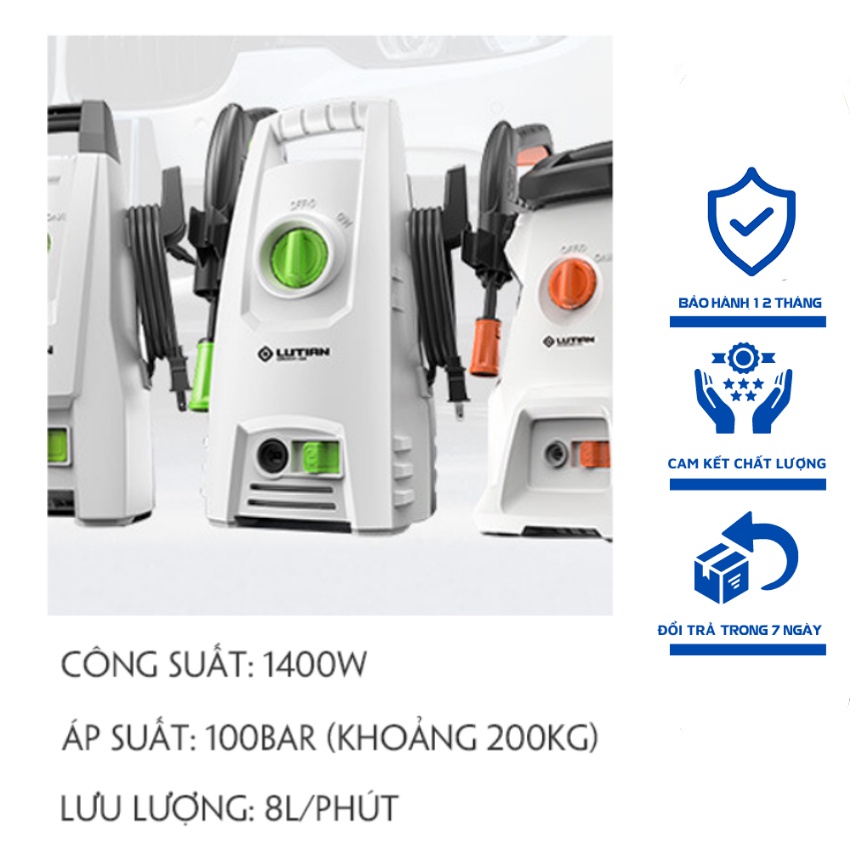 Máy rửa xe mini I rửa xe cao áp - Có áp chống giật - Chống cháy, Áp Lực Cao, Tặng bình Tạo Bọt