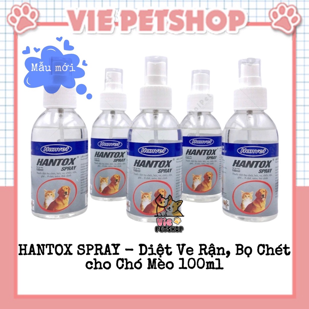 Chai Xịt HANTOX SPRAY Diệt Ve Rận Bọ Chét cho Chó Mèo 100ml | Vie PETSHOP