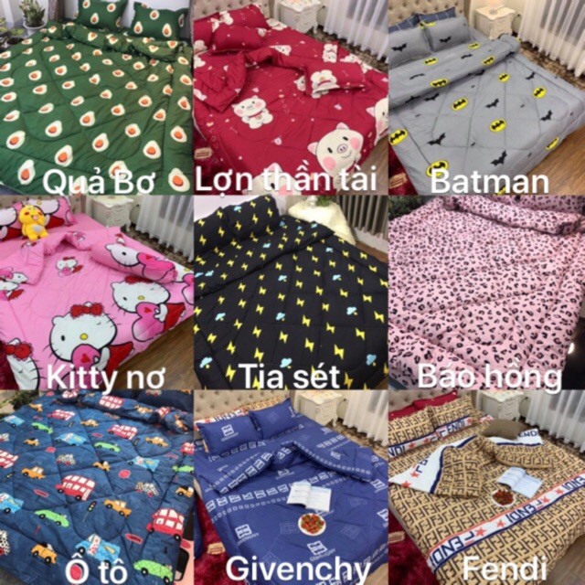 SÉT 5 MÓN CHĂN GA GỐI POLY QUẢ BƠ PP