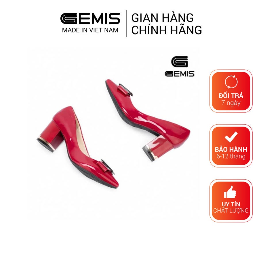 Giày cao gót mũi nhọn da bóng 7cm GEMIS - GM00210 Đen/Kem/Đỏ