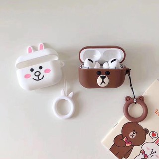 cartoon brown bear Apple Airpods Pro Protection Case Silicone Portable Earphone Cover