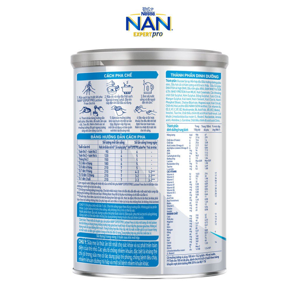 Sữa Bột  NAN Expert Pro Lactose Free lon 400g – Công thức giúp trẻ nhanh hồi phục sau tiêu chảy