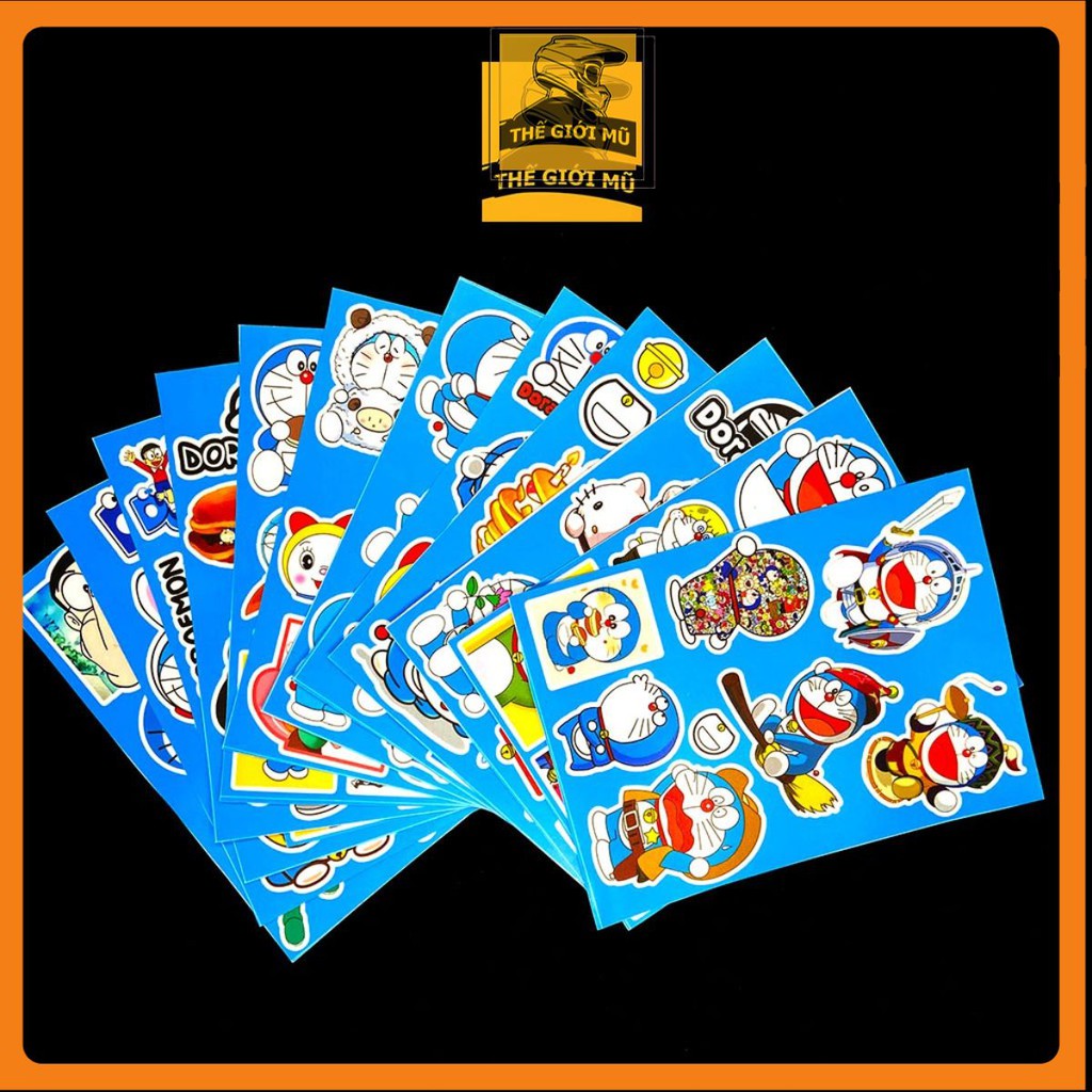 Sticker doraemon dán mũ bảo hiểm, vali, điện thoại, laptop cute cắt sẵn