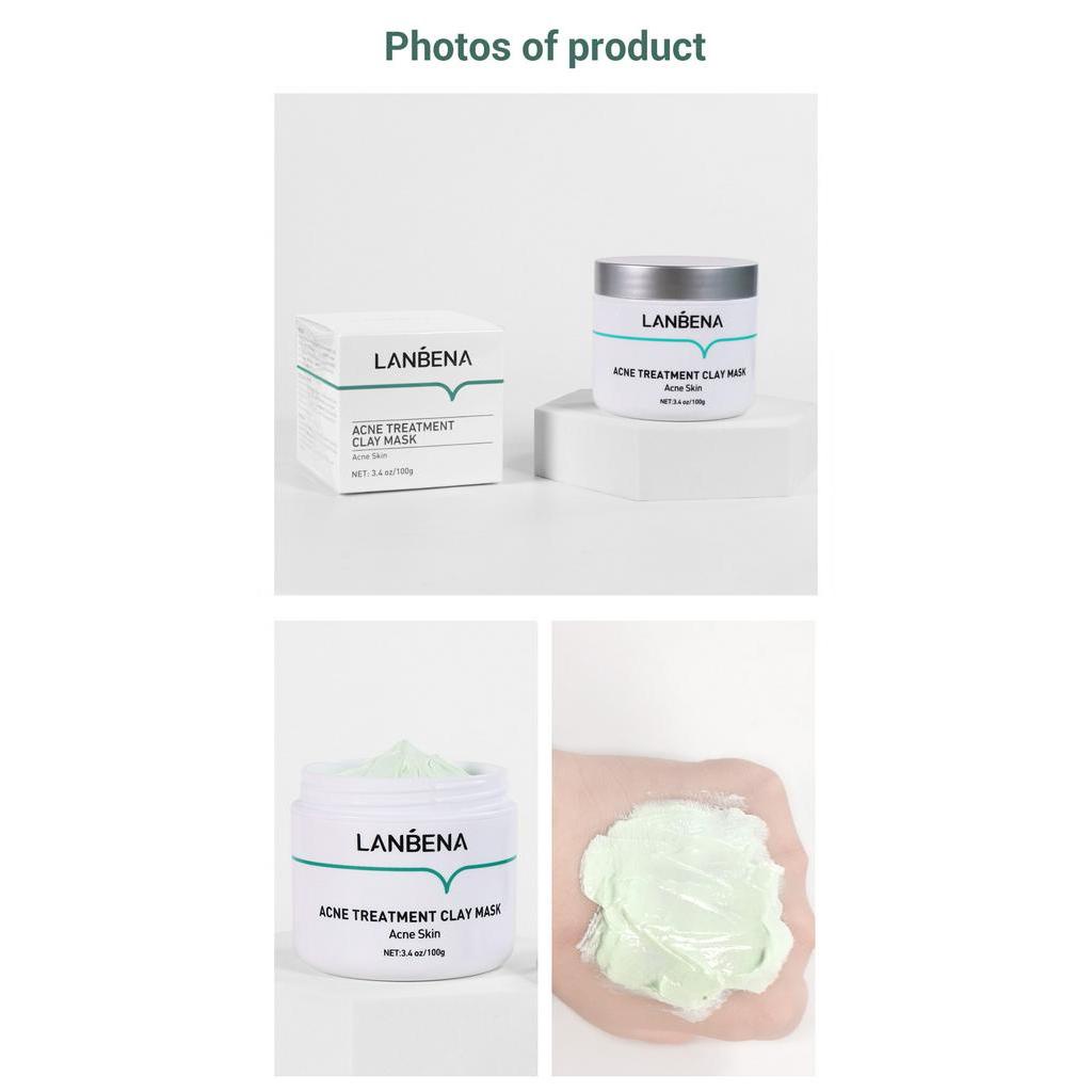 Mặt Nạ Đất Sét Giảm Mụn LANBENA 100g Giúp Làm Sạch Sâu / Kiềm Dầu / Thu Hẹp Lỗ Chân Lông