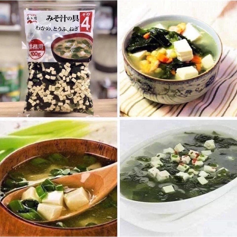 rong biễn và đậu hủ sấy khô ( súp miso)