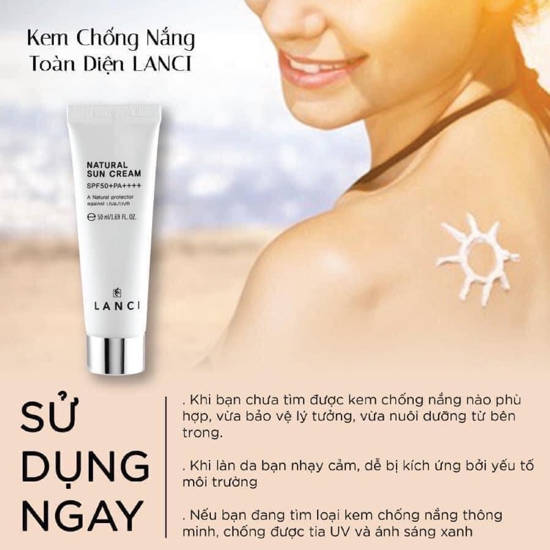 Kem Chống Nắng Toàn Diện Lanci NATURAL SUN CREAM 50+ PA++++ 50ml