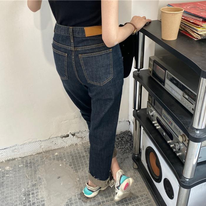 ✁Quần jean dài lưng cao ống đứng kiểu Retro thời trang thu đông cho nữ