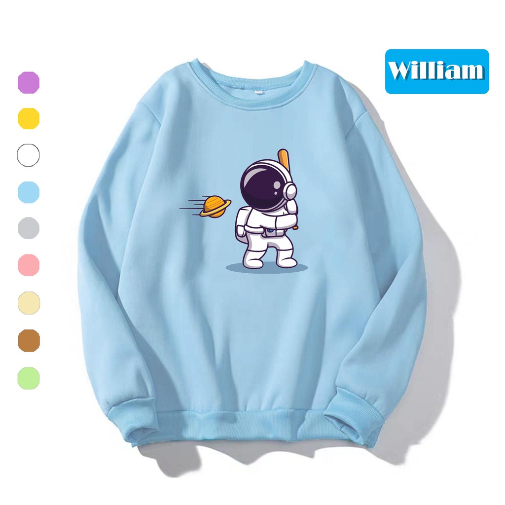 Áo sweater nam nữ in hình Du Hành Gia dễ thương cute, chất nỉ dày dặn, hợp làm áo cặp William - DS155