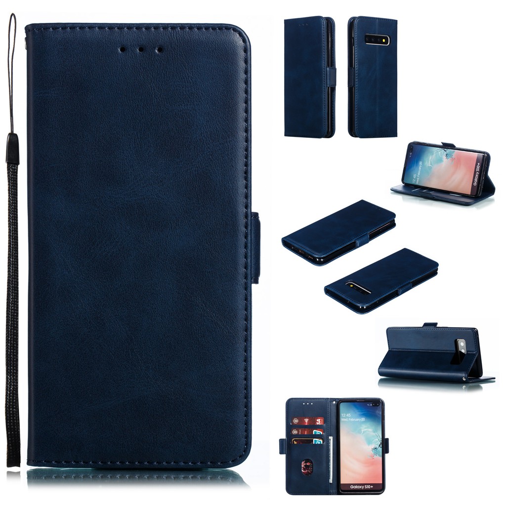 Ốp lưng nắp gập da màu trơn cho điện thoại Samsung S10/S10 Plus/S10e | BigBuy360 - bigbuy360.vn