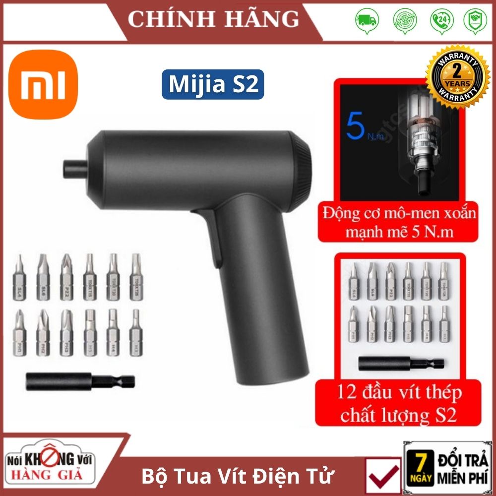 Máy bắn vít pin không dây Xiaomi Mijia S2 , Bộ tua vít điện tử trang bị 12 đầu thép chống gỉ đa năng cao cấp chính hãng