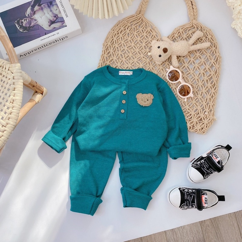 GẤU 3 KHUY Bộ dài tay TỔ ONG mã 36050