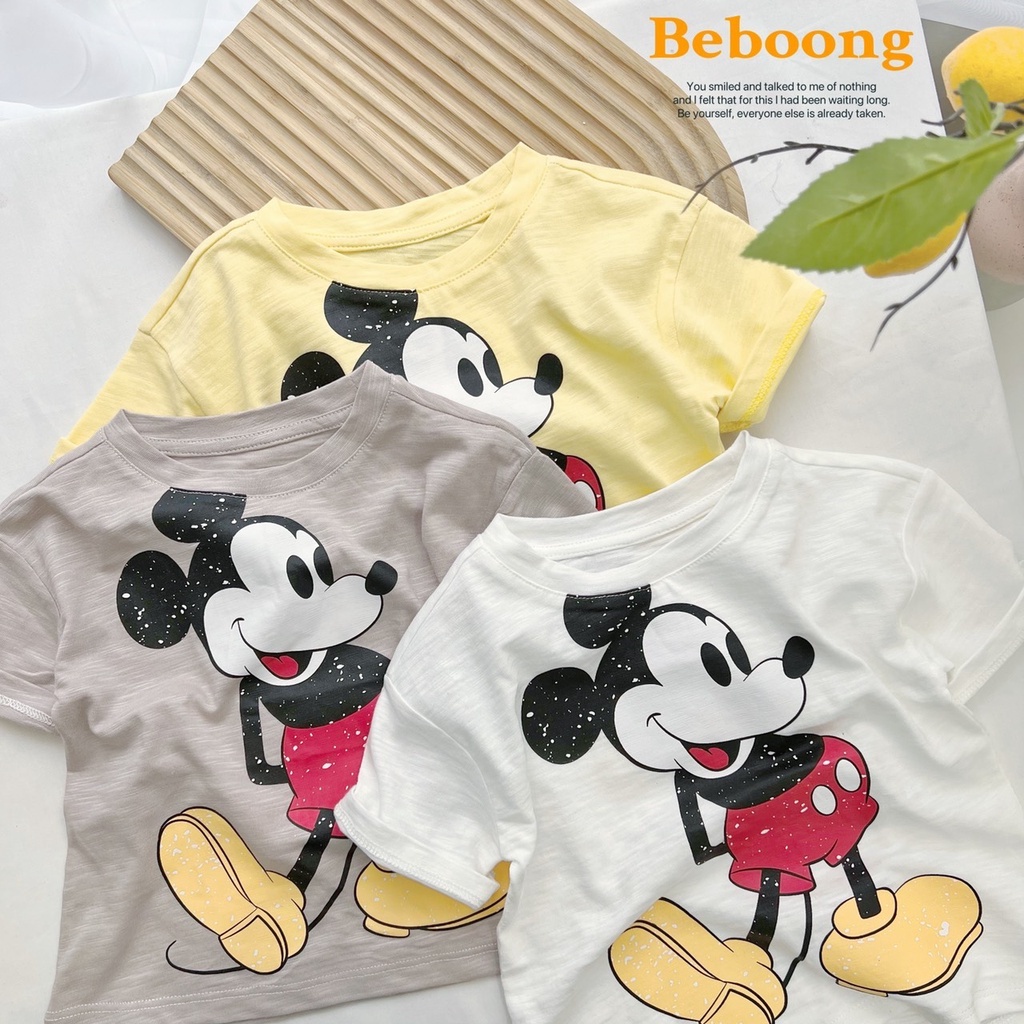 ÁO THUN PHONG CÁCH HÀN QUỐC BEBOONG - COTTON XƯỚC MICKEY SIÊU DỄ THƯƠNG CHO BÉ TRAI  - MÃ ABT01