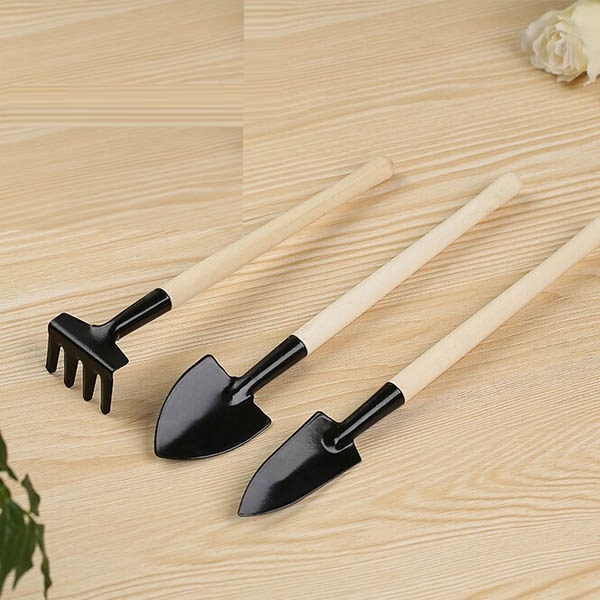 Bộ dụng cụ làm vườn mini, 3 món, cán gỗ