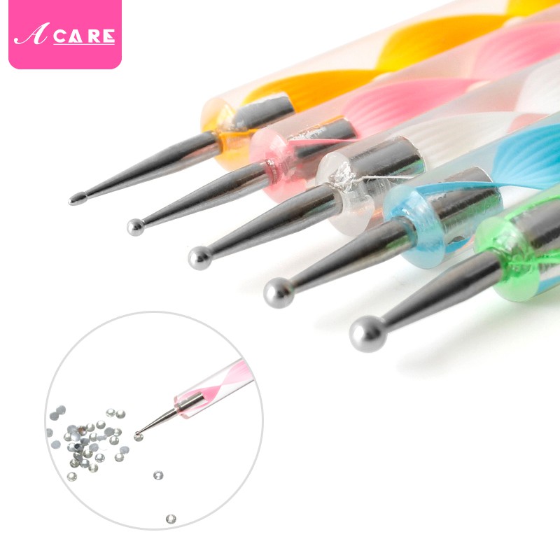 Set 5 Bút chấm bi nail vẽ móng，Bút chấm bi, cọ bút vẽ hoa chấm bi nail trang trí tay chân