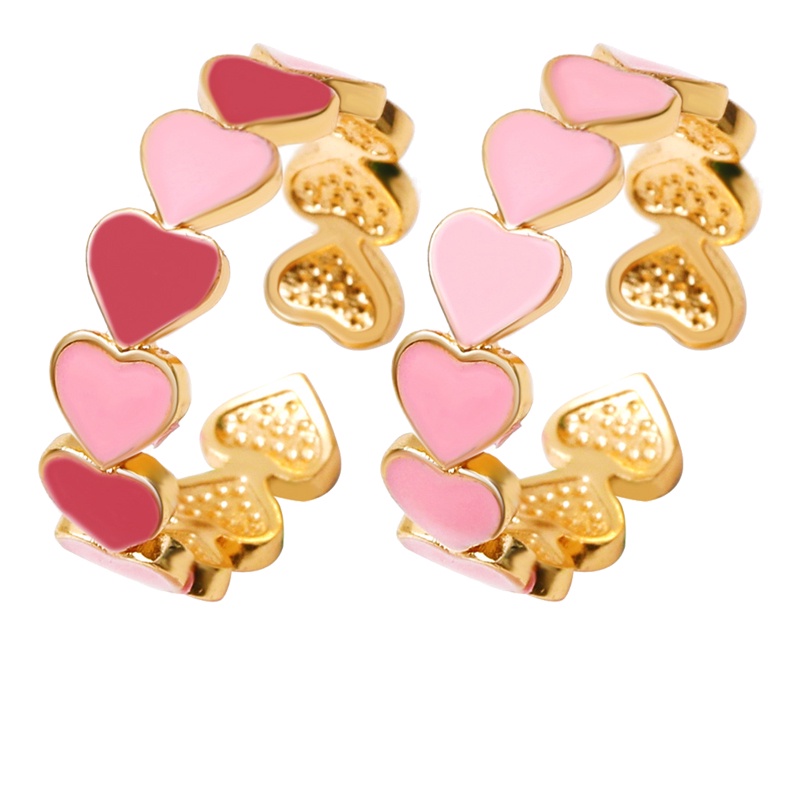 Nhẫn Kim Loại Hình Trái Tim Hồng Xinh Xắn Cho Nữ