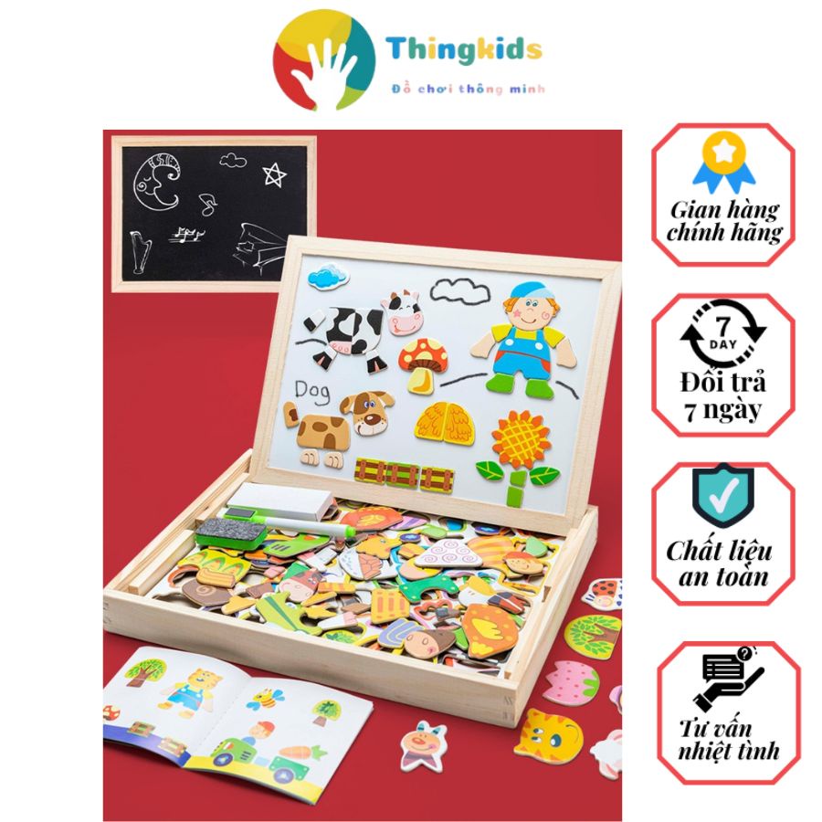 Bộ ghép nam châm hình thú cho bé - Tặng kèm 01 bàn chải đánh răng cao cấp cho bé - Thingkids