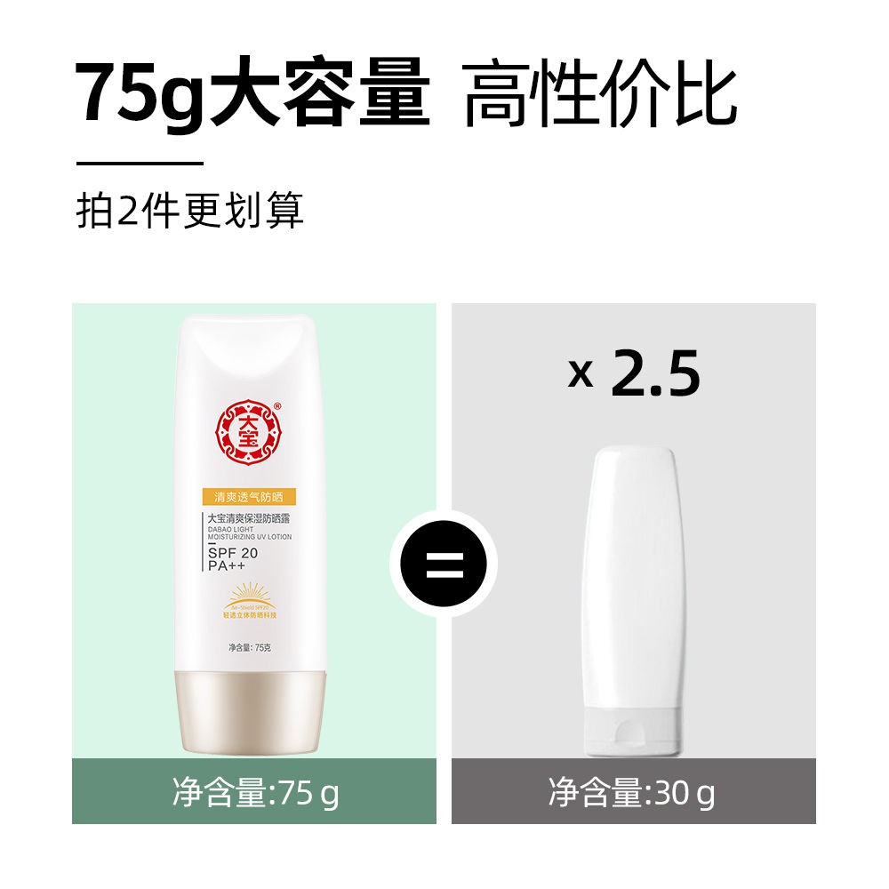 [Hàng mới về] Kem chống nắng Spf20 + + Dabao dưỡng ẩm bảo vệ da 75g