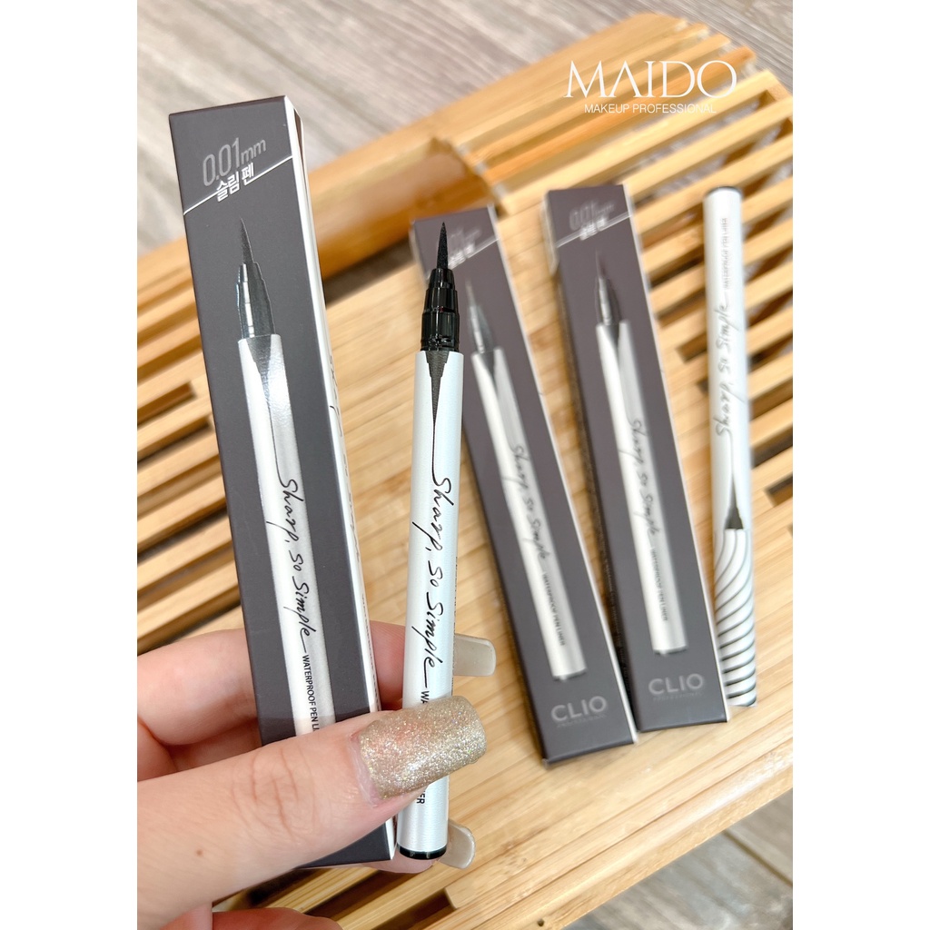 Bút kẻ viền mắt lâu trôi CLIO Sharp So Simple Waterproof Pen Liner sắc nét giúp đôi mắt to tròn MAIDO COSMETICS