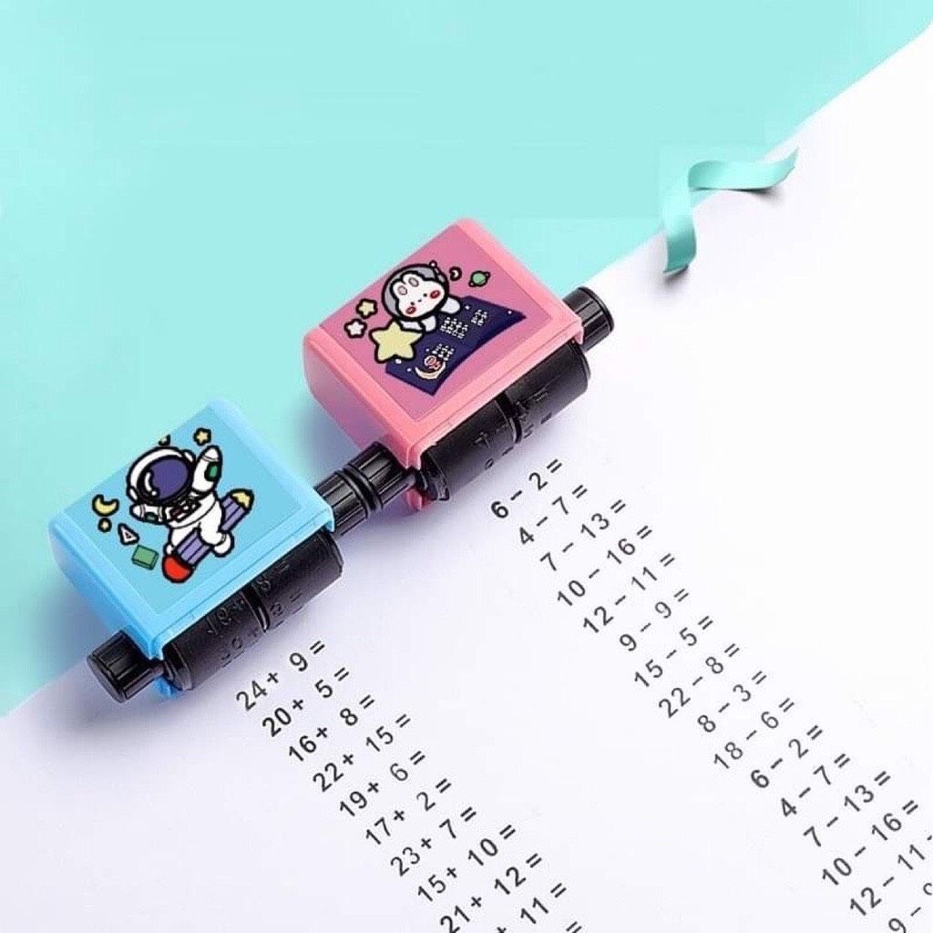 (KÈM 1 LỌ MỰC)_Máy in con lăn tạo phép tính cộng trừ,con lăn tạo phép tính đơn giản ra bài tập cho bé học toán nhanh