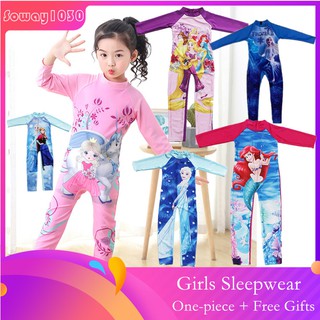 Bộ Đồ Bơi Liền Thân In Hình Công Chúa Elsa Và Nàng Tiên Cá Cho Bé Gái