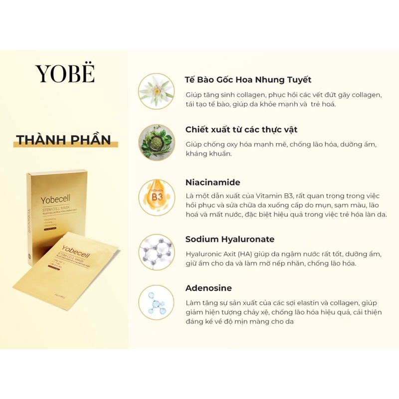 Mặt Nạ Tế Bào Gốc Tái Tạo Da Yobecell | BigBuy360 - bigbuy360.vn