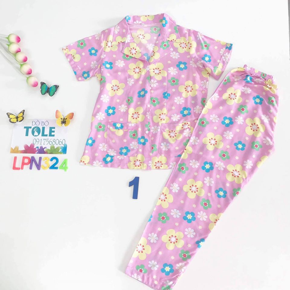 Đồ bộ pijama tay ngắn vải tole lanh (40-46kg )