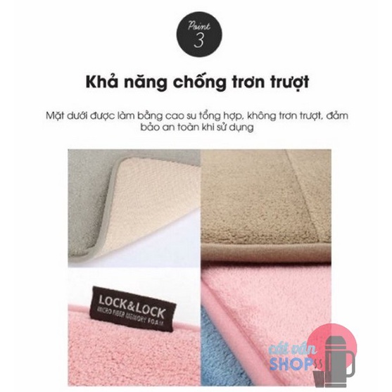 Thảm Chùi Chân Lock&amp;Lock Memory Foam Mặt Trơn Mềm Mại, Thấm Hút Tốt size S MAT512