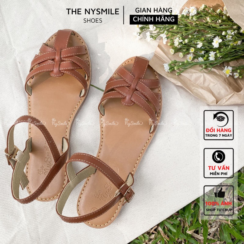 Giày sandal da bò mũi rọ - THENYSMILE - Spi