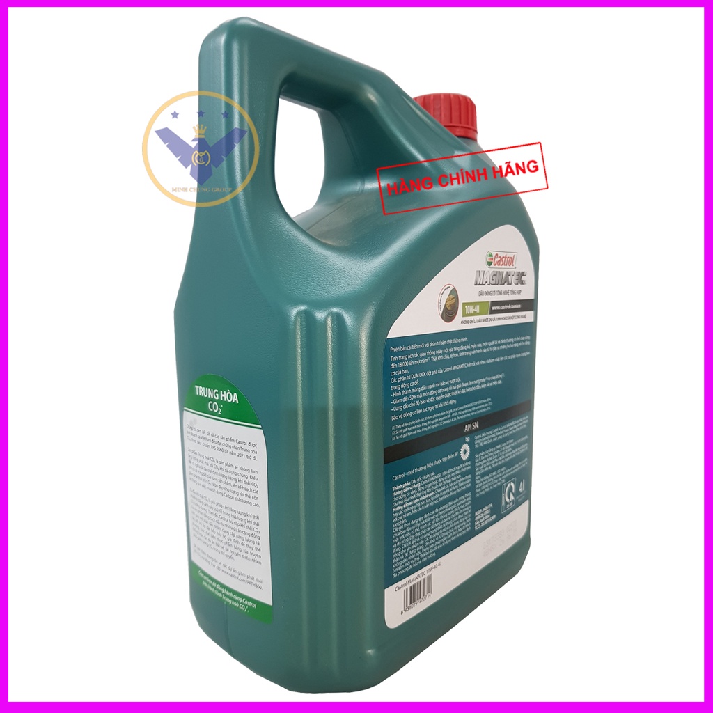 COMBO Dầu nhớt ô tô cao cấp tổng hợp Castrol Magnatec Dualock 10W-40 can 4L + Súc rửa động cơ Bluechem 250Ml