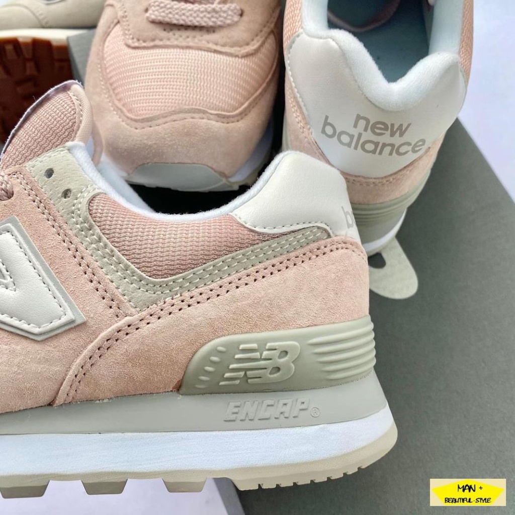 Giày thể thao New Ba.lance 574 màu hồng, chữ N trắng siêu hot, năng động dành cho nữ