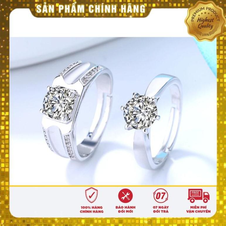 [HOT 2021] Nhẫn đôi Bạc 925 -30% trái tim tình yêu Freesize Zircon nhân tạo Lấp lánh Cao cấp Cổ điển SPR-Q002 Giá 1 cặp