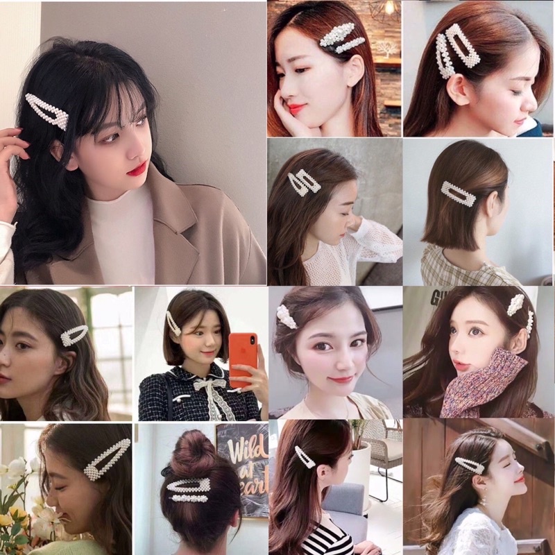 Kẹp Tóc Mái Đính Hạt Trai Nhiều Mẫu Dễ Thương Cho Bạn Gái
