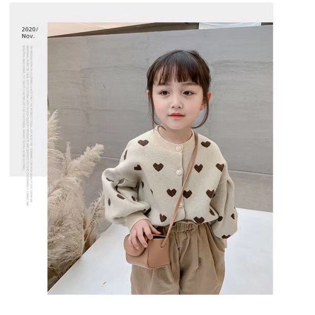 Áo khoác cardigan dệt kim tay dài dáng rộng phong cách phương Tây thời trang cho bé gái