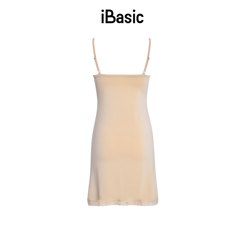 [VOUCHER 100K] Đầm lót thun hai dây viền ren iBasic SL002