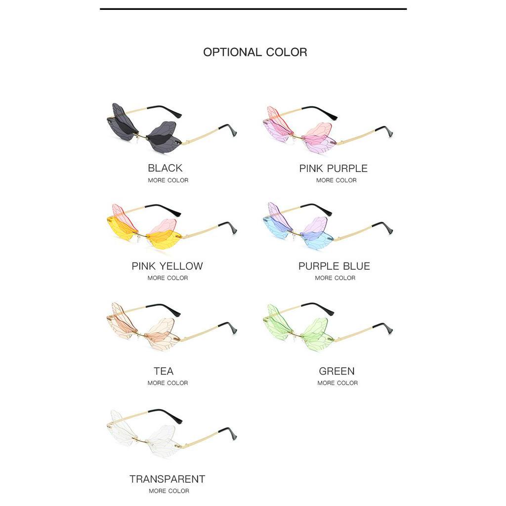 Kính mát không gọng thiết kế tròng bươm bướm độc đáo thời trang dành cho nữ