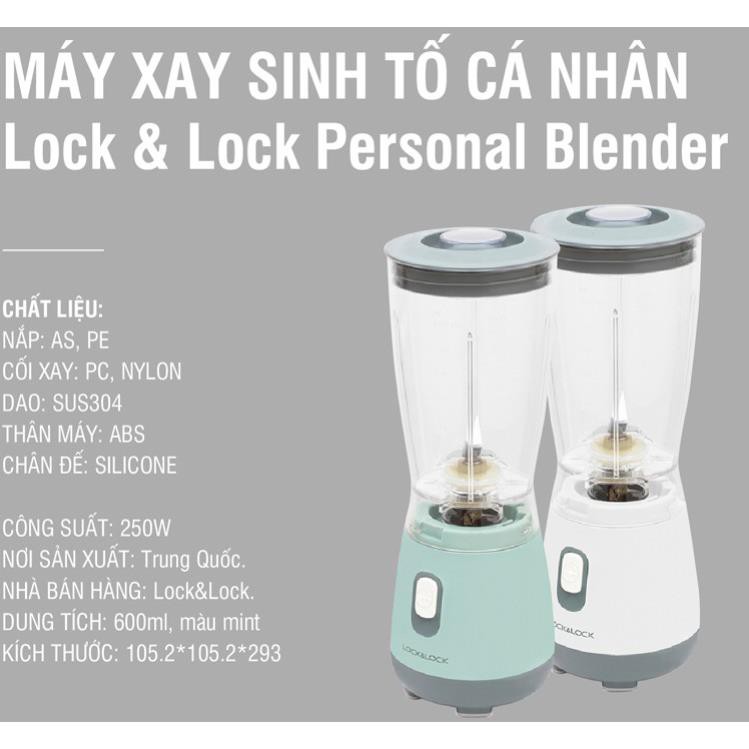 Máy Xay Sinh Tố Lock&Lock Personal Blender 600ml EJM436 (250W)- Hàng Chính Hãng, Bảo Hành 12 Tháng - JoyMall  - HIZUKI