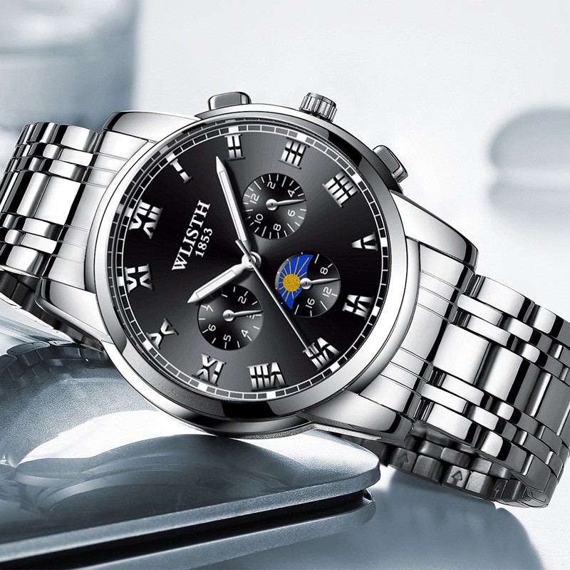 (SIÊU TRỢ GIÁ) Đồng Hồ Nam WLISTH W181 Máy Nhật Kim Dạ Quang Dây Thép Không Gỉ Cao Cấp | BigBuy360 - bigbuy360.vn