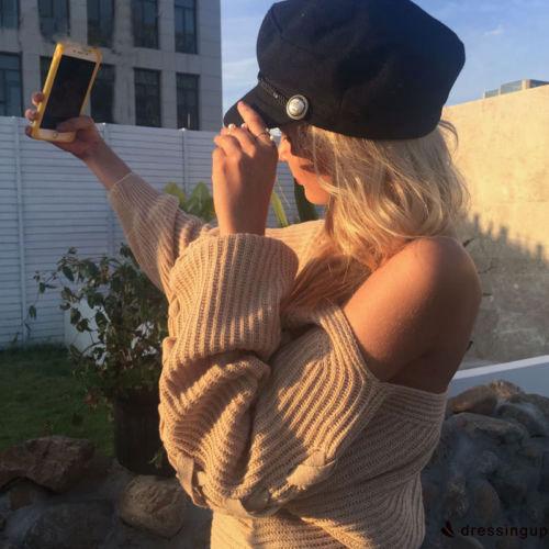 Dsp-thời Trang Nữ Nồi Mùa Đông Ấm Áp Baggy Beanie Móc Mũ Slouch Trượt Tuyết Mũ Nóng