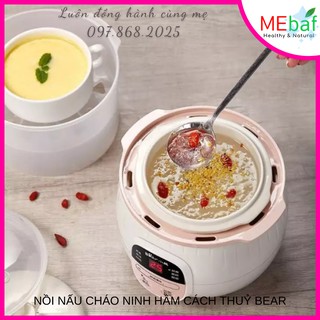 Nồi nấu cháo ninh hầm cách thuỷ cho bé Chính Hãng Bear B08C1 (vừa nấu vừa hấp củ quả, trứng.. ) Nồi ăn dặm cho bé