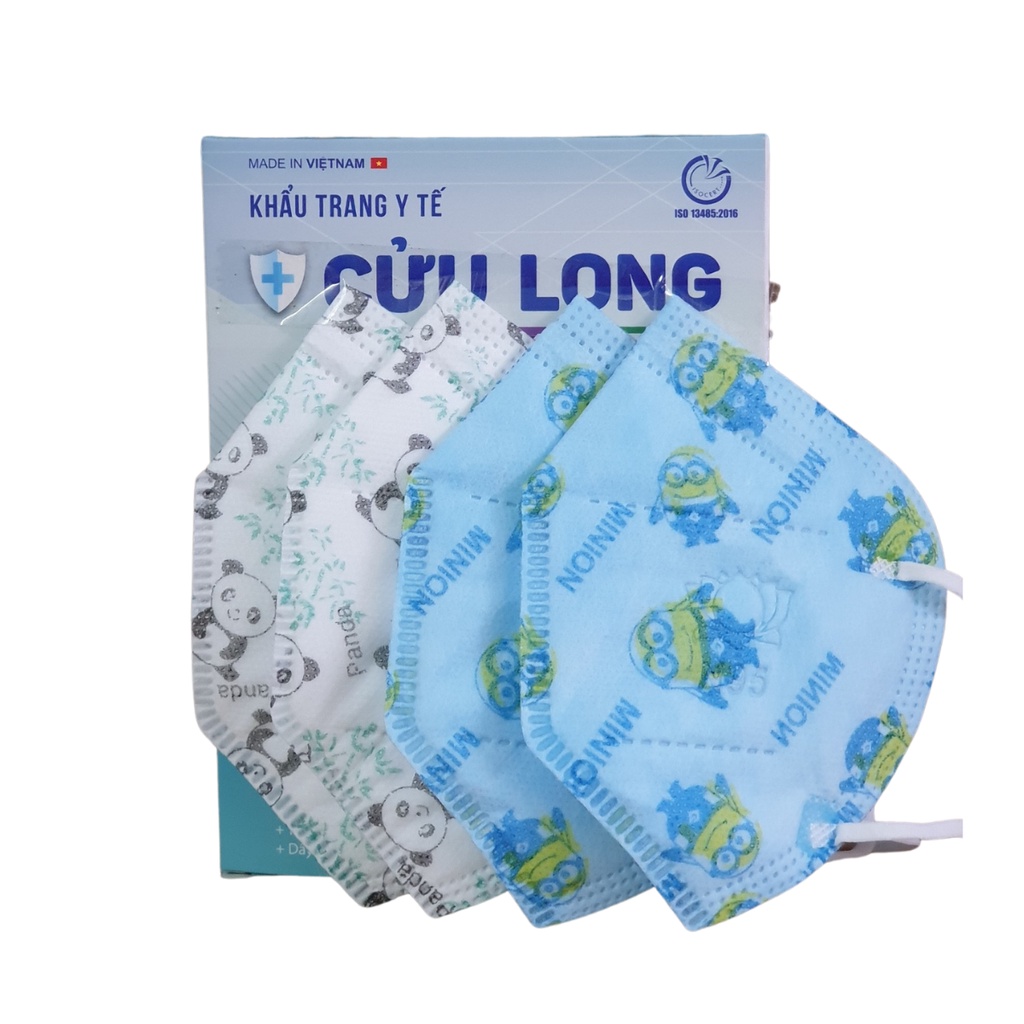 Khẩu trang em bé N95 kháng khuẩn họa tiết dễ thương chính hãng CỬU LONG (Hộp 10 cái)