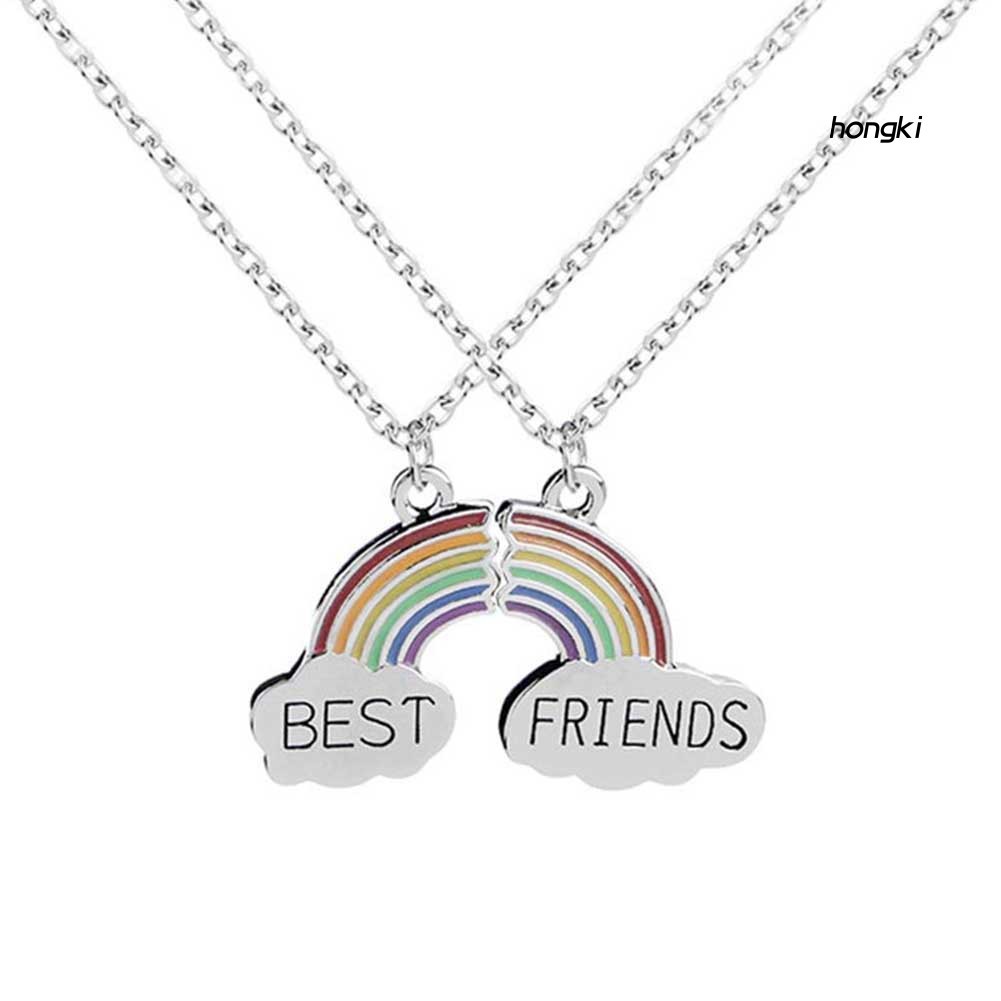 Set 2 Vòng Cổ Tình Bạn Mặt Cầu Vồng Nhiều Màu Sắc Thời Trang Cho Nữ