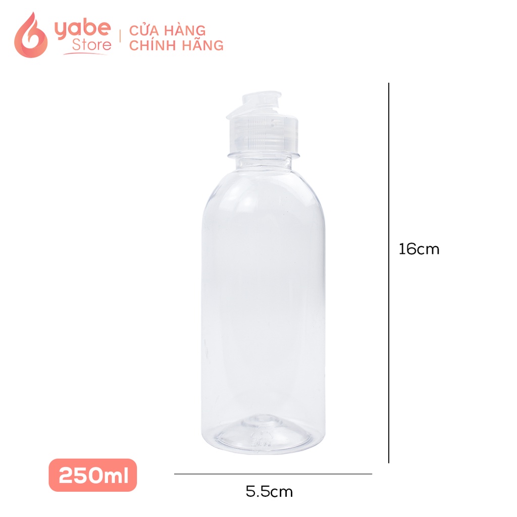 Sỉ 200 Chai Nhựa 250ml YABE Bình Đựng Xà Phòng Chai Lọ Mỹ Phẩm Nắp Bật Nhỏ Giọt Cổ Nhỏ Trong Suốt Chiết Du Lịch ALW117-1