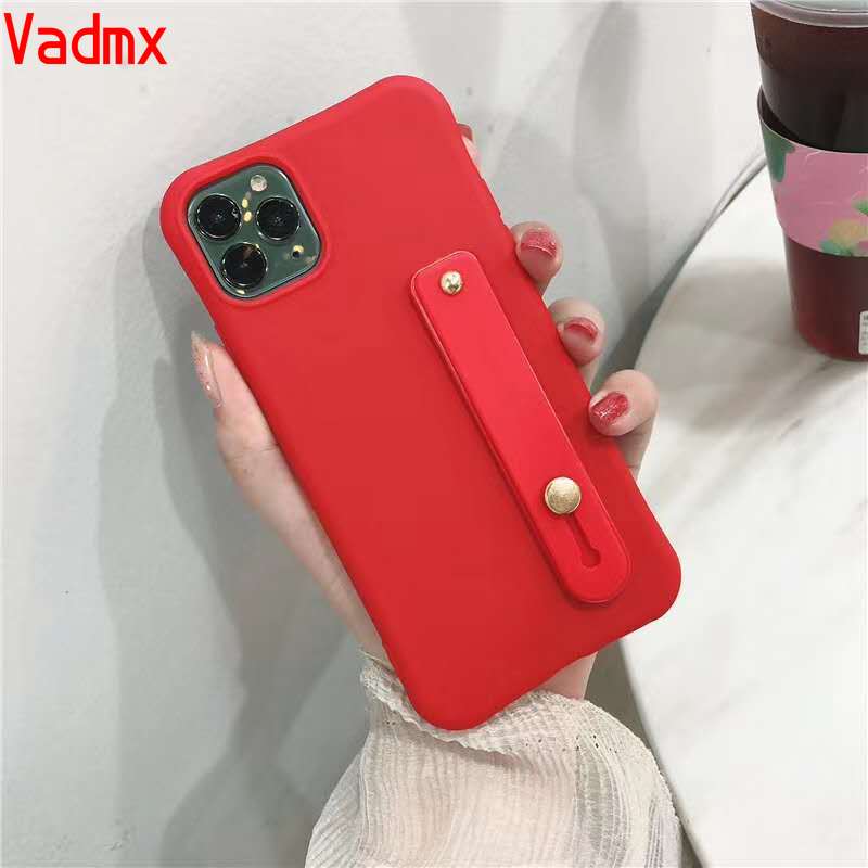 Ốp Lưng Tpu Mềm Màu Trơn Có Dây Đeo Tay Cho Iphone 11 Pro Xs Max Xr Xs X 8 7 6s 6 Plus Se 2020