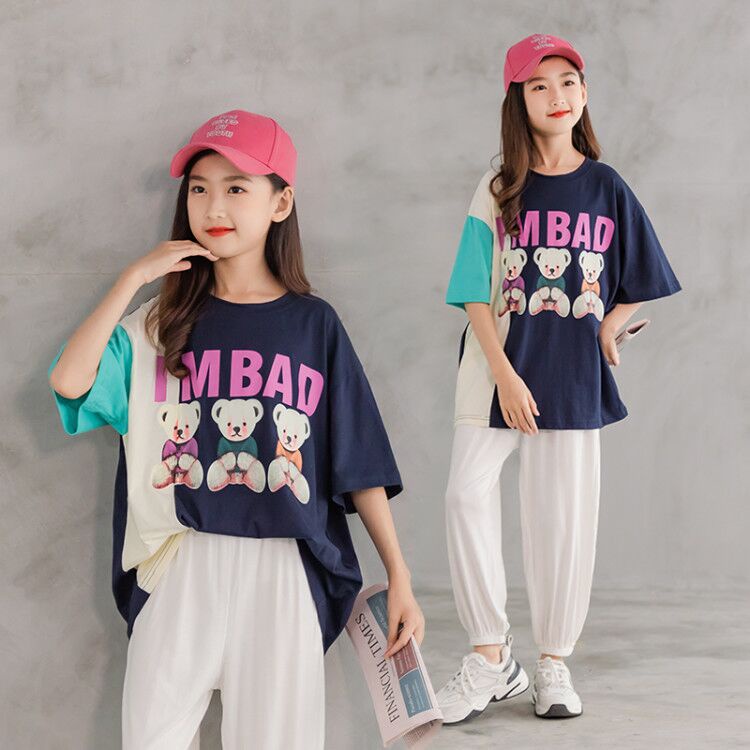 22MC68 Bộ quần áo ngắn tay hè bé gái hàng nhập