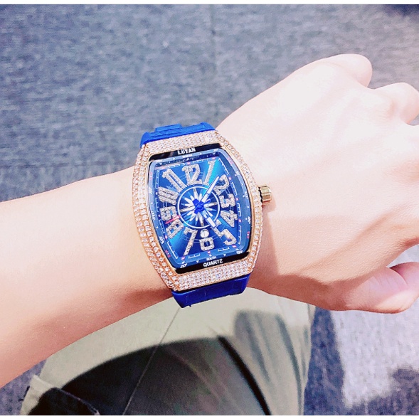 Đồng Hồ Nam LUYAN Doanh Nhân Mặt Đính Đá Dây Da Cao Cấp - ĐỒNG HỒ NAM ĐẸP DÂY DA CAO CẤP GIÁ RẺ MẶT CHỮ NHẬT