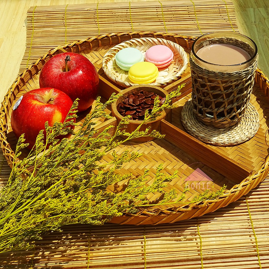 [Phụ kiện trang trí tiệc] Mẹt tre nâu ngăn sẵn trang trí tiệc đa năng
